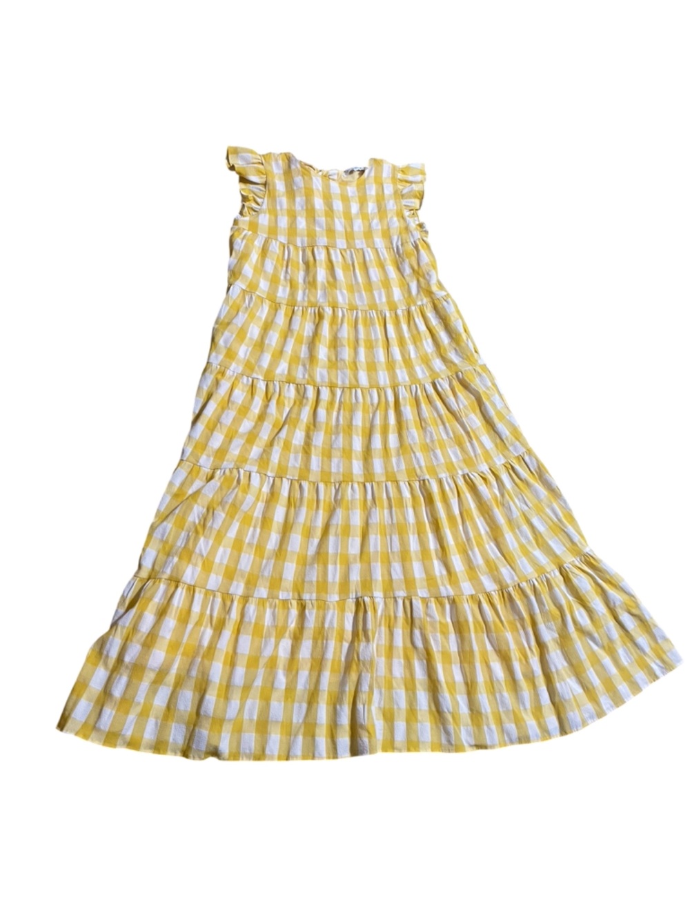 English Factory Sweet gingham yellow tiered baby doll maxi dress size M - Picture 5 of 16